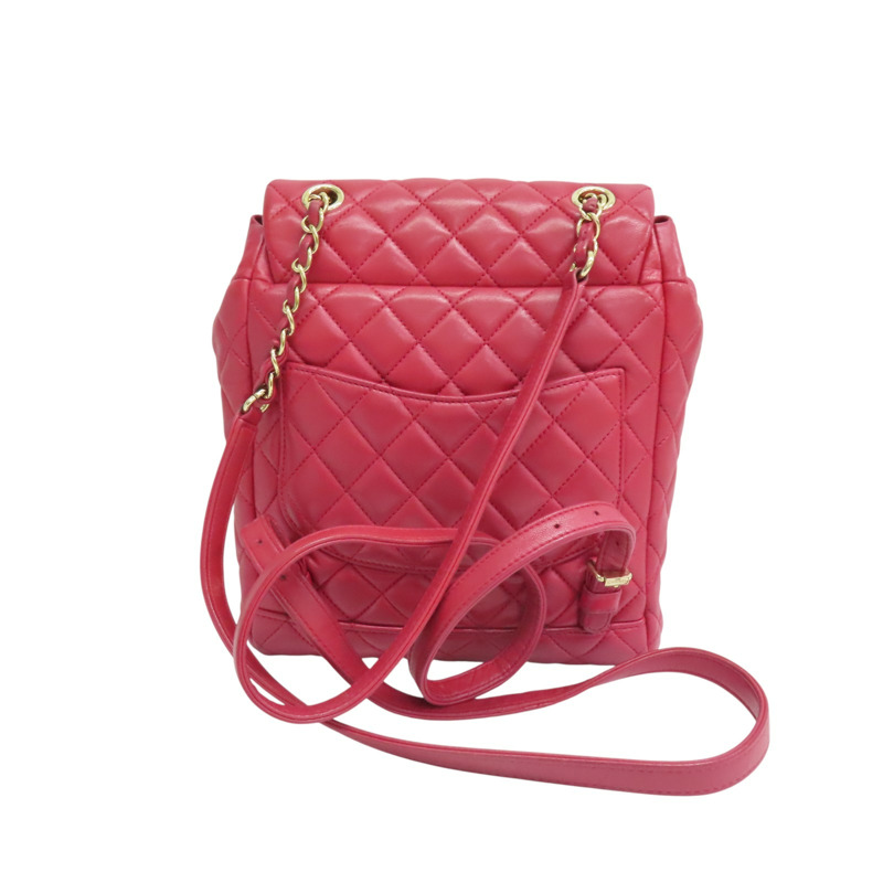 紅色 菱格紋 羊皮 Urban Spirit 後背包 A91121【CHANEL 香奈兒】 A91121-1