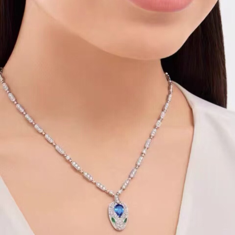 BVLGARI 寶格麗SERPENTI系列蛇頭 滿鑽藍寶石項鍊高級珠寶,2020年-3