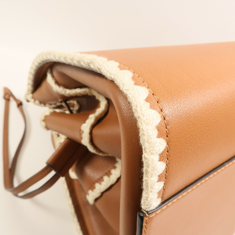 LOEWE 牛皮皮革Hammock銀扣手挽肩背兩用袋-5