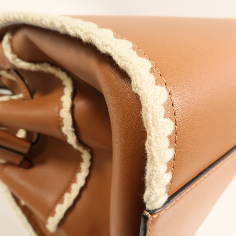 LOEWE 牛皮皮革Hammock銀扣手挽肩背兩用袋-8