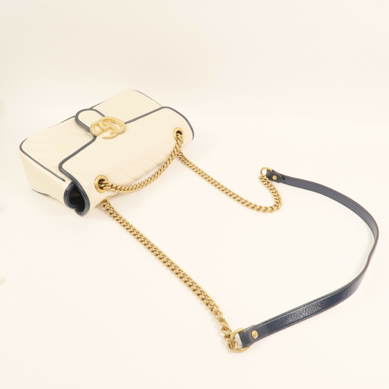 GUCCI 牛皮皮革GG Marmont Shoulder Bag鏈帶肩背袋-3