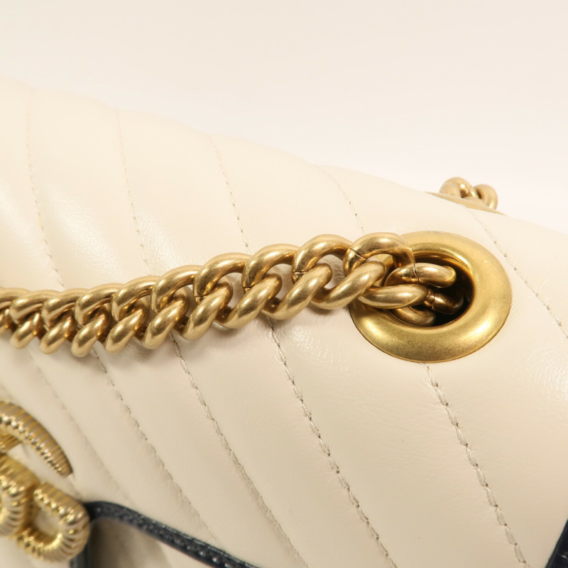 GUCCI 牛皮皮革GG Marmont Shoulder Bag鏈帶肩背袋-10