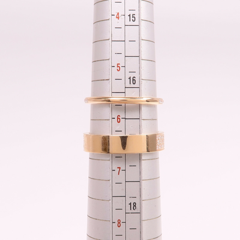 HERMES 18K玫瑰金Kelly Cadenas Double Ring鑽石戒指Hermes#53/US#6.5-6