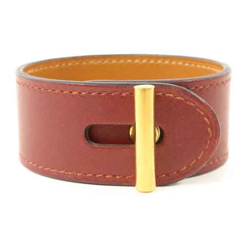 HERMES Tadelakt皮革Cuir Hydra Bracelet金扣手鐲Rouge H
