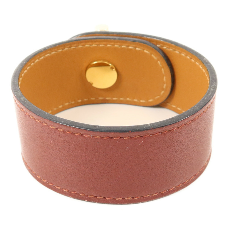 HERMES Tadelakt皮革Cuir Hydra Bracelet金扣手鐲Rouge H-2