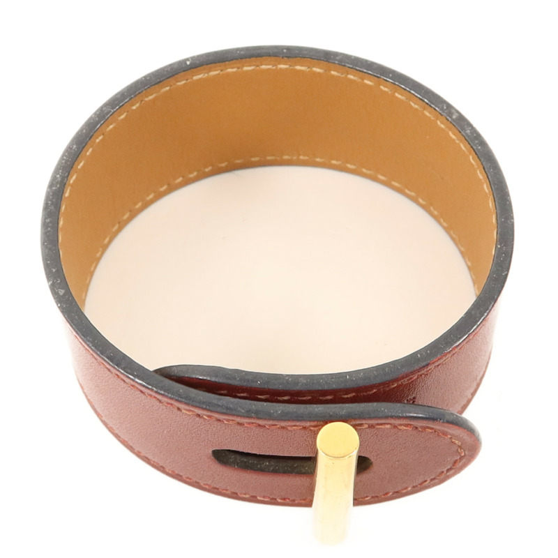 HERMES Tadelakt皮革Cuir Hydra Bracelet金扣手鐲Rouge H-3