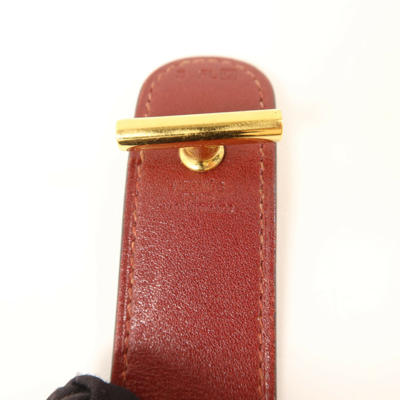 HERMES Tadelakt皮革Cuir Hydra Bracelet金扣手鐲Rouge H-8