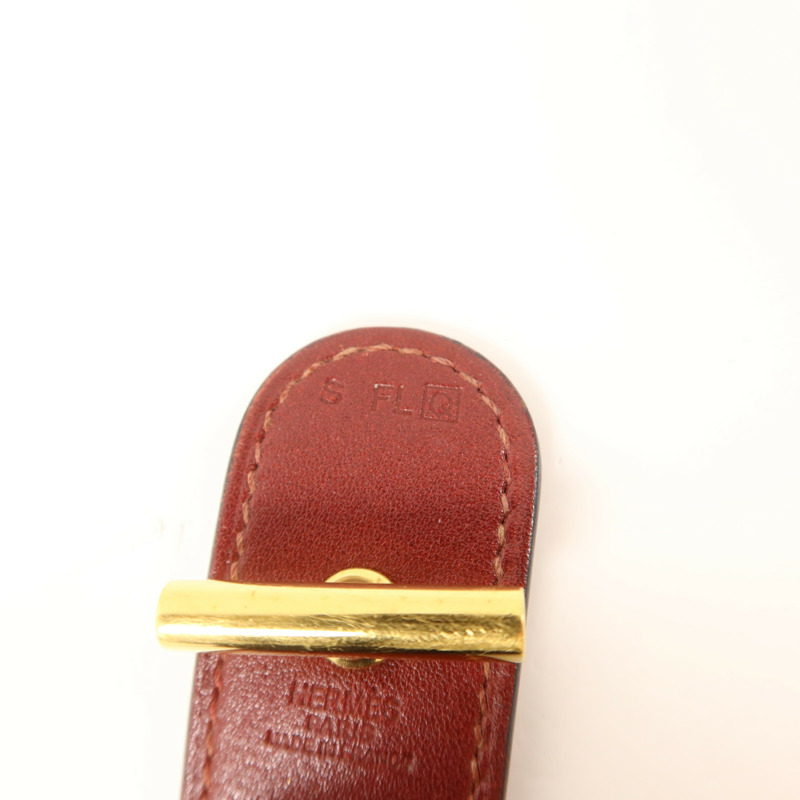 HERMES Tadelakt皮革Cuir Hydra Bracelet金扣手鐲Rouge H-9