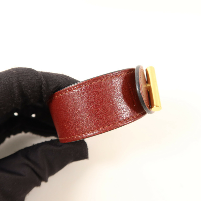 HERMES Tadelakt皮革Cuir Hydra Bracelet金扣手鐲Rouge H-11