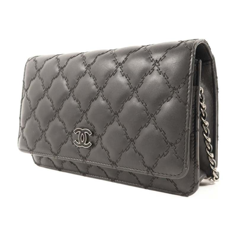 CHANEL 牛皮皮革WOC Wallet On Chain銀扣鏈帶肩背袋-2