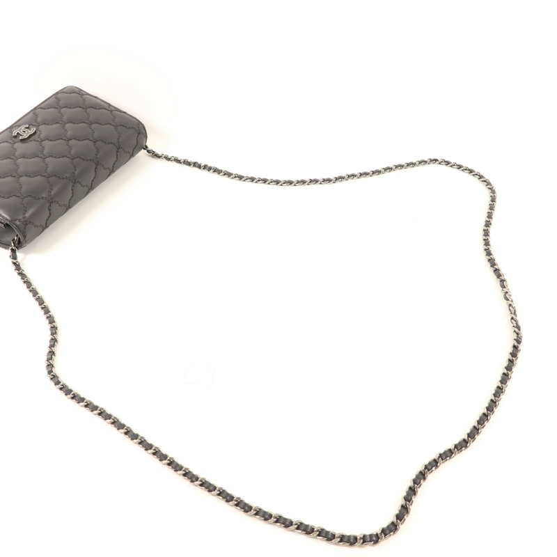 CHANEL 牛皮皮革WOC Wallet On Chain銀扣鏈帶肩背袋-4