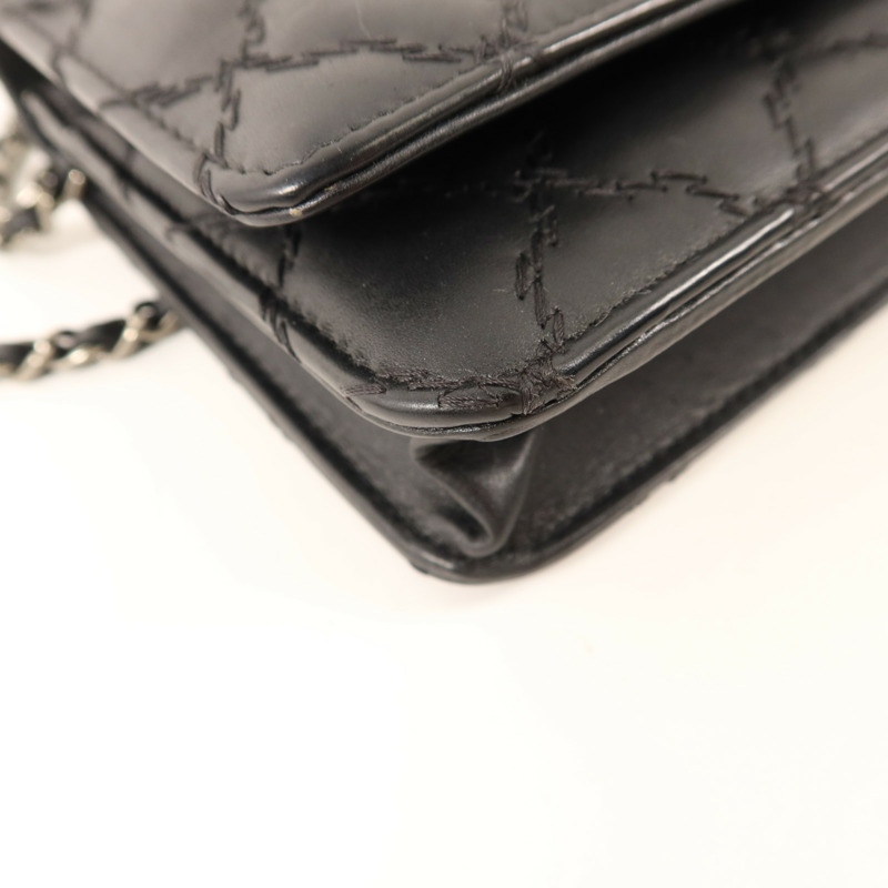 CHANEL 牛皮皮革WOC Wallet On Chain銀扣鏈帶肩背袋-13