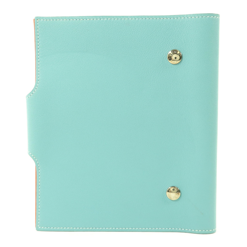 HERMES Swift皮革Notebook Cover銀扣筆記本套Bleu Atoll-1