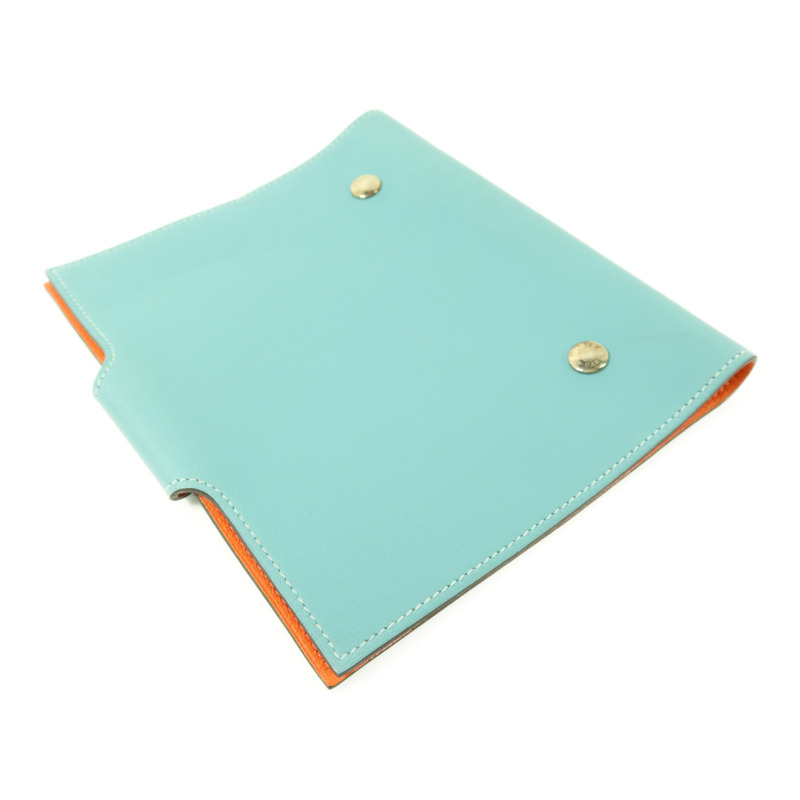 HERMES Swift皮革Notebook Cover銀扣筆記本套Bleu Atoll-2