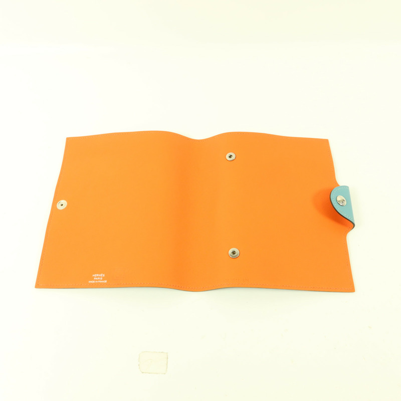 HERMES Swift皮革Notebook Cover銀扣筆記本套Bleu Atoll-4