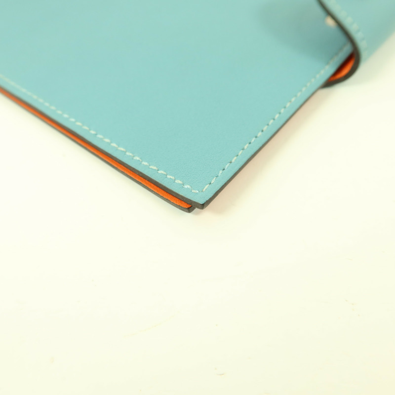 HERMES Swift皮革Notebook Cover銀扣筆記本套Bleu Atoll-9