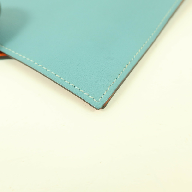 HERMES Swift皮革Notebook Cover銀扣筆記本套Bleu Atoll-10