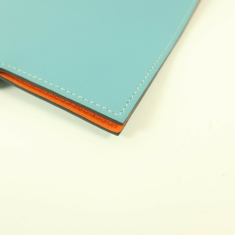 HERMES Swift皮革Notebook Cover銀扣筆記本套Bleu Atoll-11