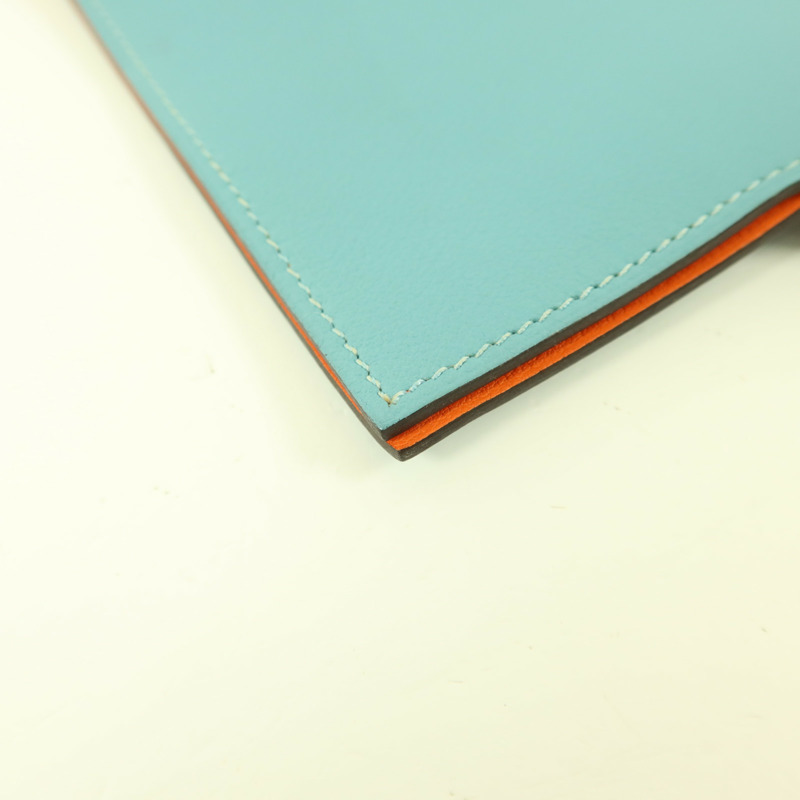 HERMES Swift皮革Notebook Cover銀扣筆記本套Bleu Atoll-12