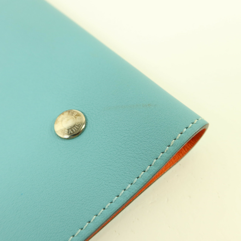 HERMES Swift皮革Notebook Cover銀扣筆記本套Bleu Atoll-13