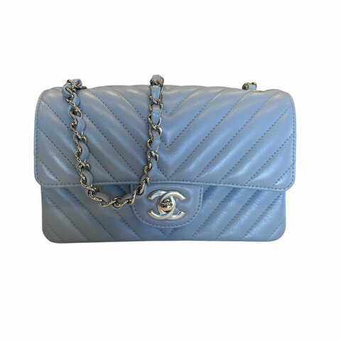 CHANEL淡灰色洋皮ＣＦ20鍊袋包