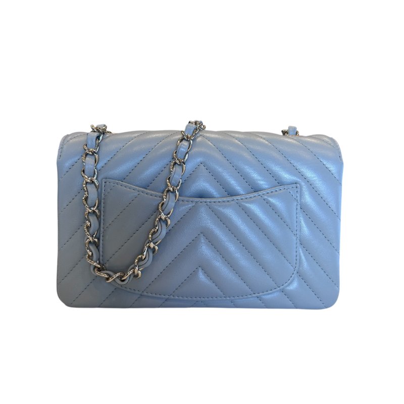 CHANEL淡灰色羊皮ＣＦ20鍊袋包-1