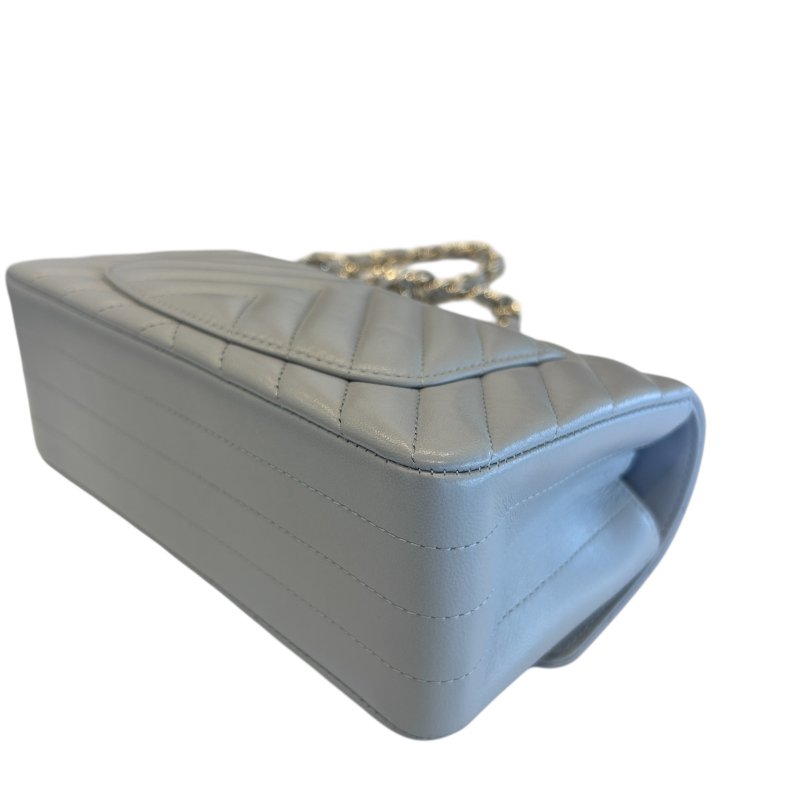 CHANEL淡灰色羊皮ＣＦ20鍊袋包-4