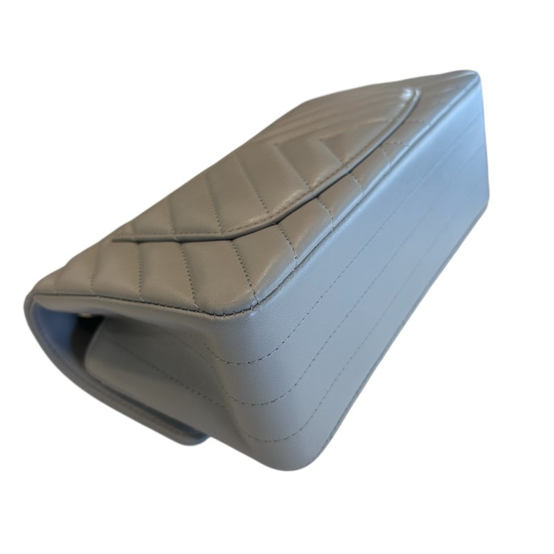 CHANEL淡灰色羊皮ＣＦ20鍊袋包-5