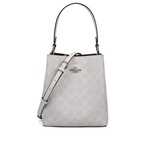 Coach 女士 金屬徽標小號手提包均碼碼長：22cm，寬：10cm，高：22cm