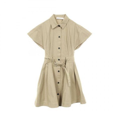 Christian Dior 34號洋裝，短袖，棉質，米色，二手女裝