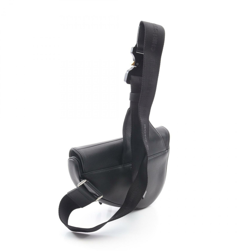 Christian DIOR × ERL 馬鞍形腰包,黑色真皮,男士二手。-1