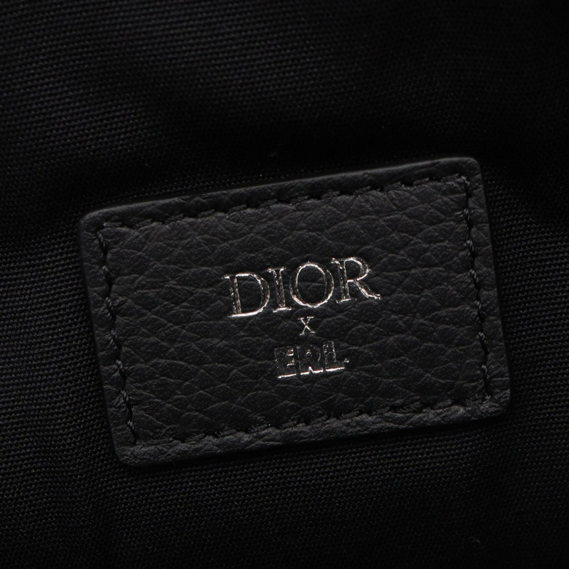 Christian DIOR × ERL 馬鞍形腰包,黑色真皮,男士二手。-3