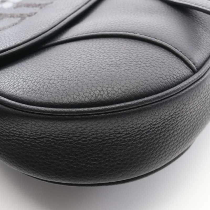 Christian DIOR × ERL 馬鞍形腰包,黑色真皮,男士二手。-5