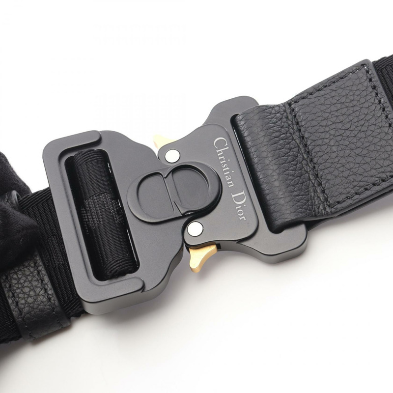 Christian DIOR × ERL 馬鞍形腰包,黑色真皮,男士二手。-6