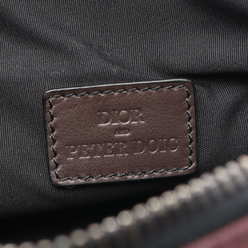 Christian DIOR × PETER DOIG 馬鞍形腰包帆布皮革綠色二手男士-3
