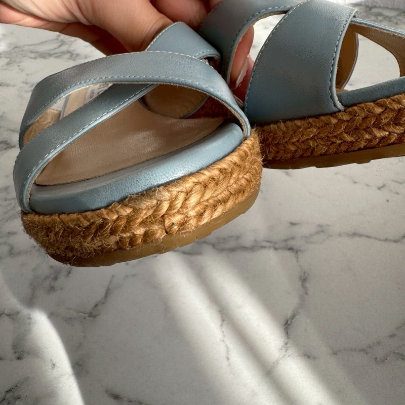 💝超好看 JIMMY CHOO 寶寶藍緞帶厚底涼鞋-5