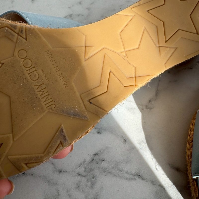 💝超好看 JIMMY CHOO 寶寶藍緞帶厚底涼鞋-11