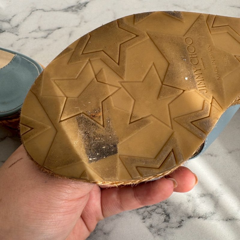 💝超好看 JIMMY CHOO 寶寶藍緞帶厚底涼鞋-12