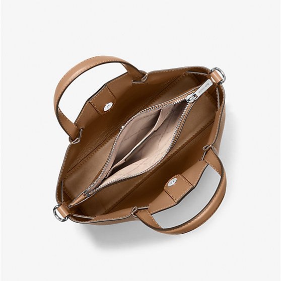【Michael Kors】專櫃經典款 Carson 荔枝紋防刮皮革斜背/手提兩用包(雙色可選)-4