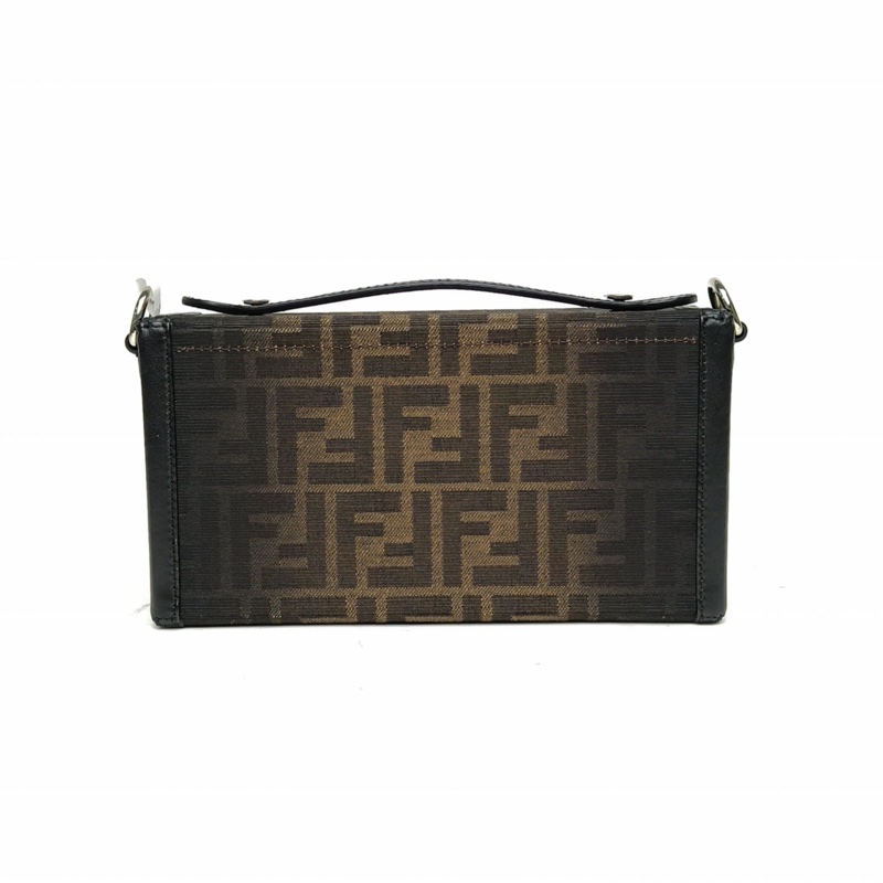 FENDI 老花帆布銀扣Baguettesofttrunk盒子包肩背包-2