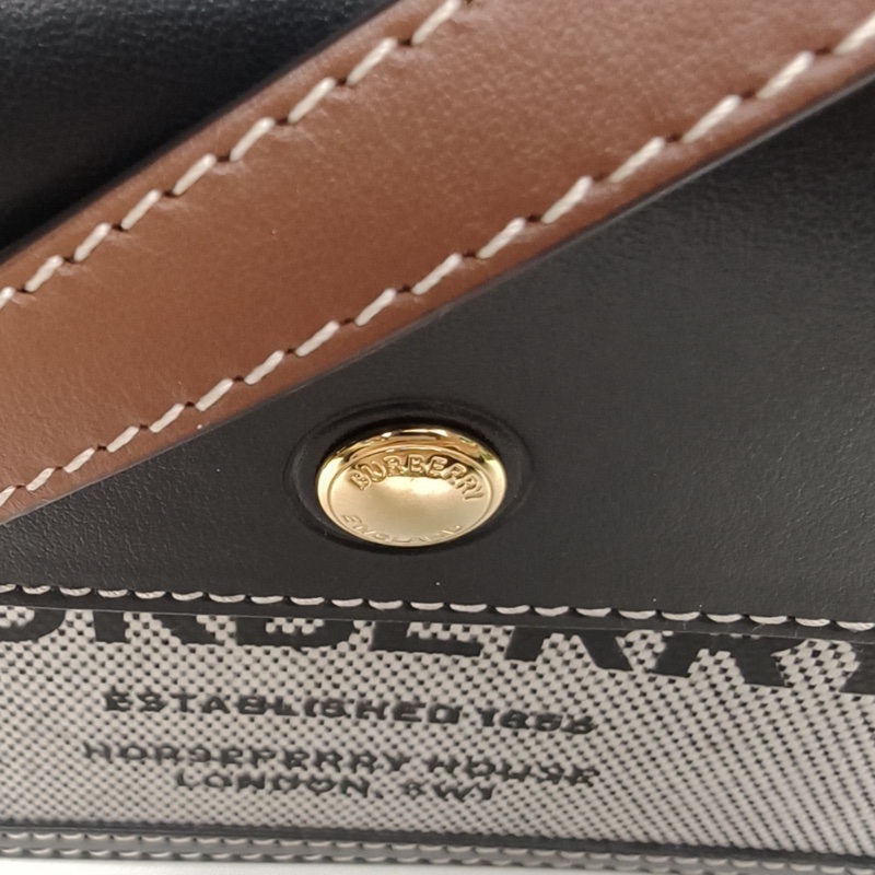 Burberry 拼色牛皮/帆布burberrytitle泰爾特系列雙面郵差包肩背包-3