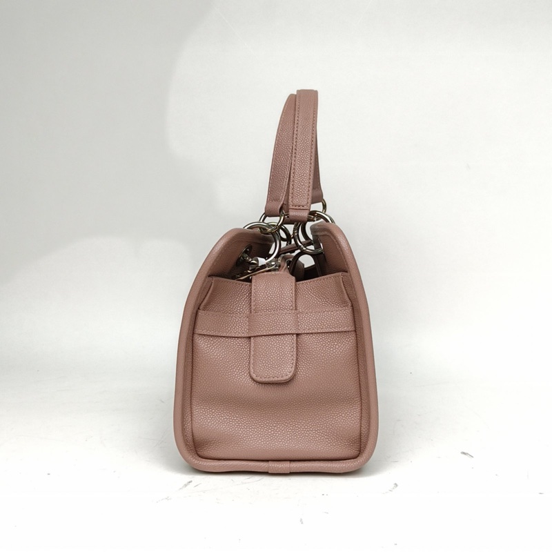 CHANEL 紫色荔枝牛皮24開銀扣2way保齡球手提包-1