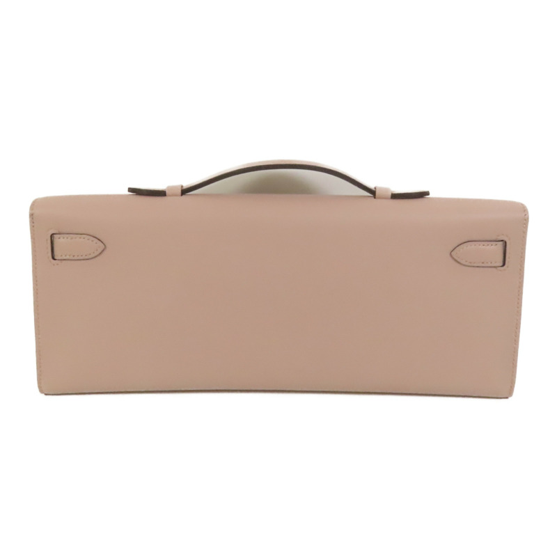 HERMES Swift皮革Kelly Cut銀扣手挽袋Rose Dragee-1