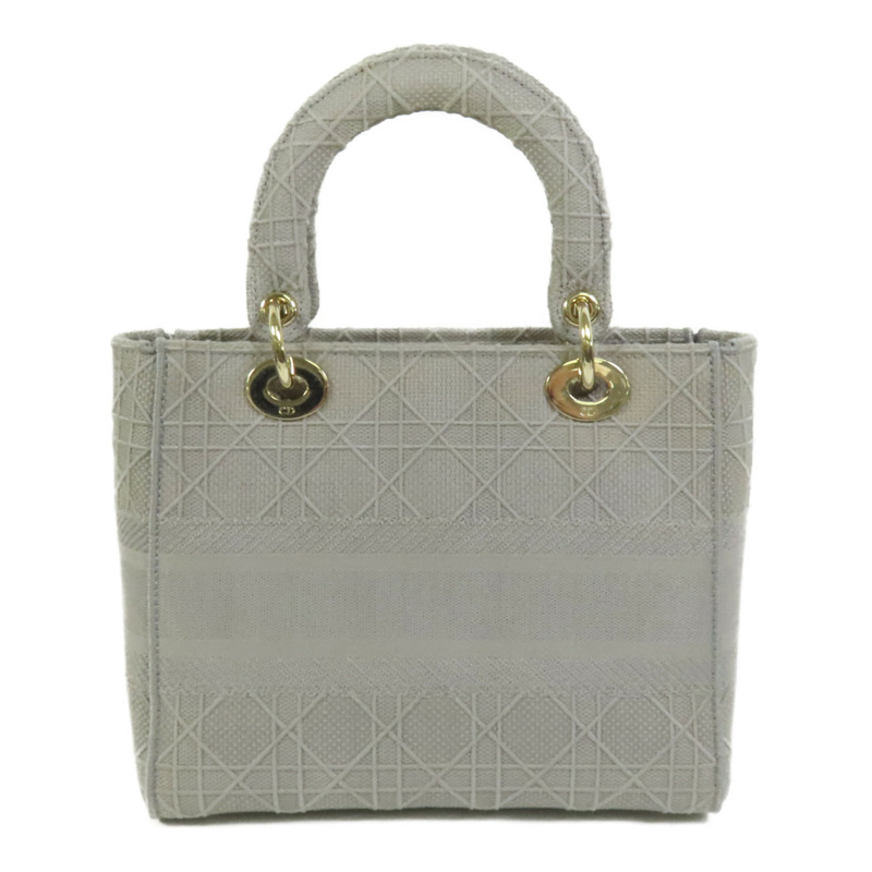 Dior 帆布Lady Dior D-Lite金扣手挽肩背兩用袋-1