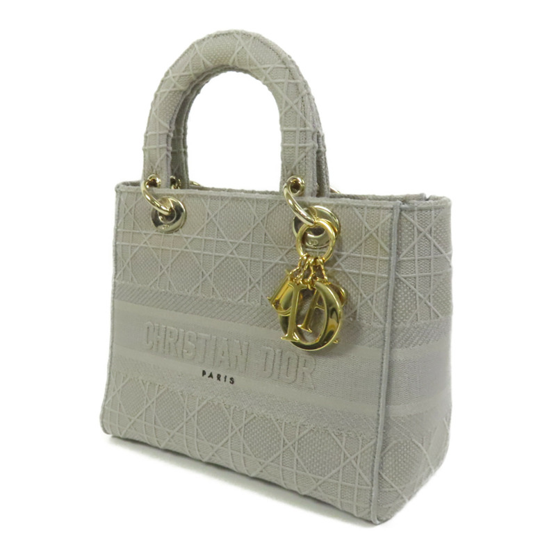 Dior 帆布Lady Dior D-Lite金扣手挽肩背兩用袋-2