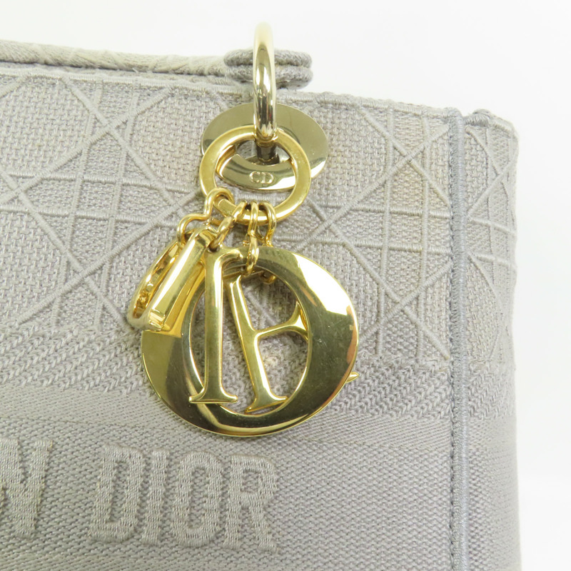 Dior 帆布Lady Dior D-Lite金扣手挽肩背兩用袋-6