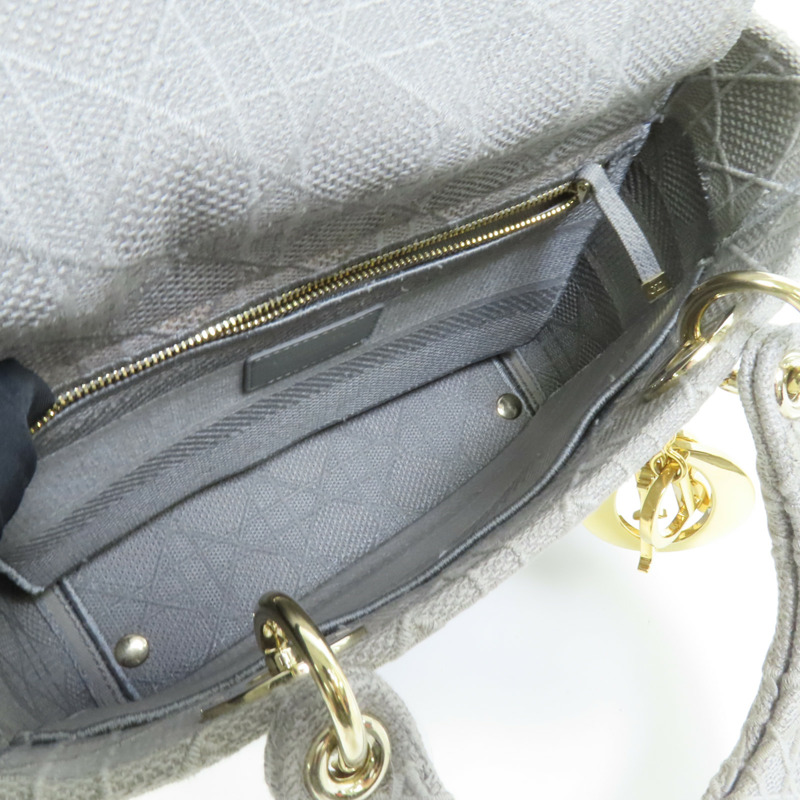 Dior 帆布Lady Dior D-Lite金扣手挽肩背兩用袋-7