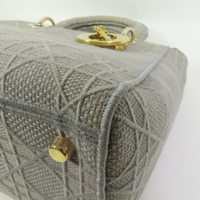 Dior 帆布Lady Dior D-Lite金扣手挽肩背兩用袋-10