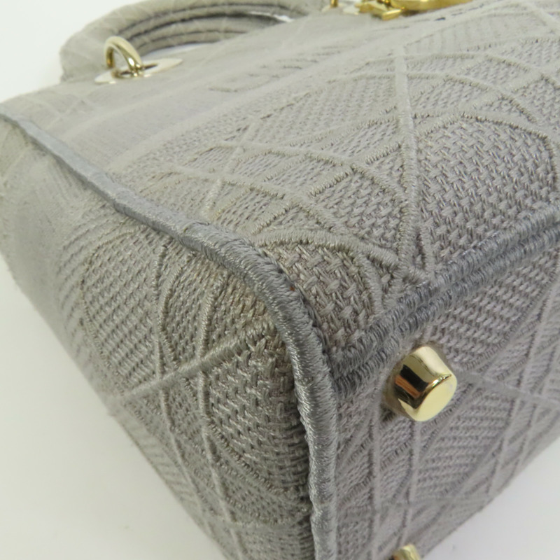 Dior 帆布Lady Dior D-Lite金扣手挽肩背兩用袋-11