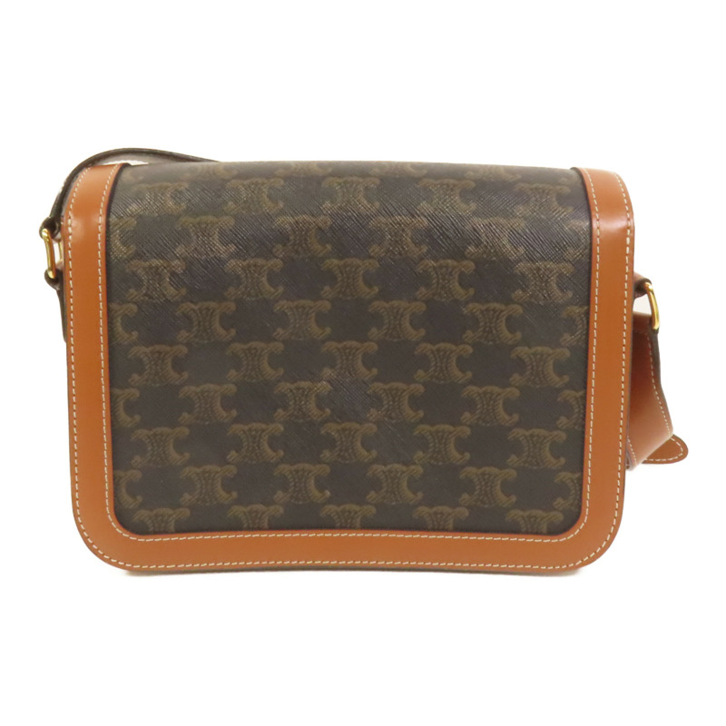 CELINE 塗層帆布/牛皮皮革Classique Triomphe Bag金扣肩背袋-1